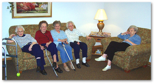 Residents visiting at Valley View Assisted Living